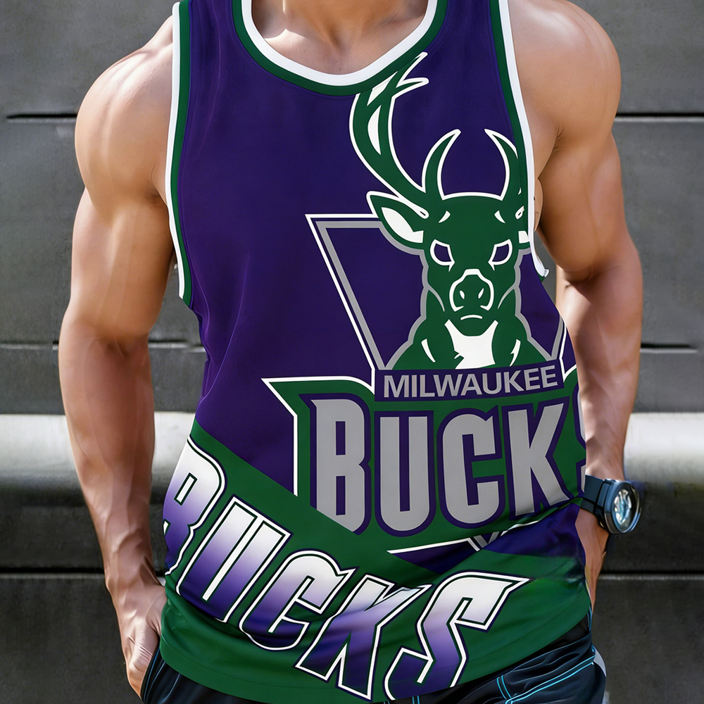 Men's Vintage Starter Milwaukee Bucks Team NBA Jersey Charles Barkley Basketball Tank Top 