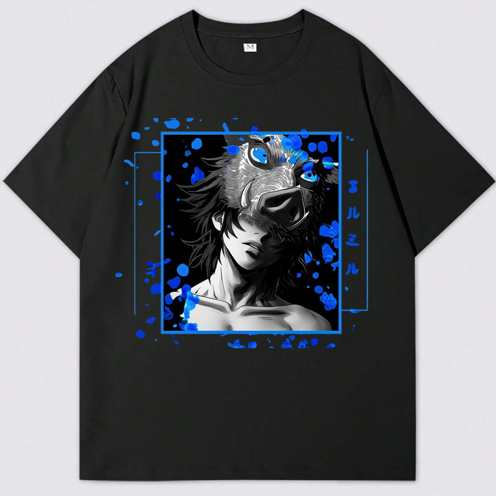 Demon Slayer Inosuke Kihira Wears a Pig Mask Cotton T-Shirts