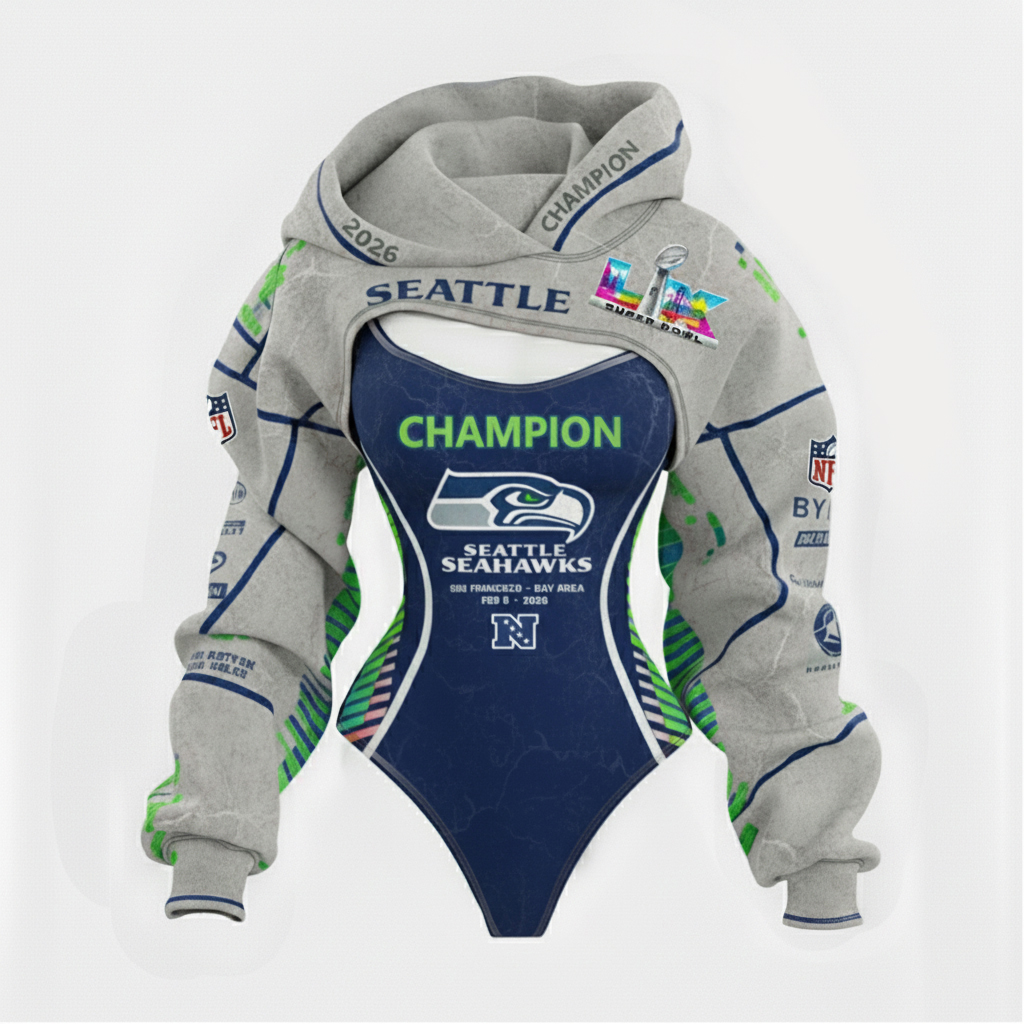 2026 New Women's Fashionable Cyberpunk Style Long-sleeved Two-Piece Set – A Tribute To Seattle Seahawks Rugby League Champions