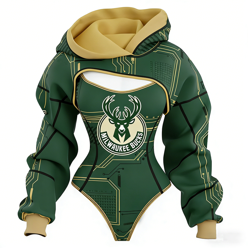 Women's Milwaukee Bucks Basketball Team Digital Print Irregular Cut Suit