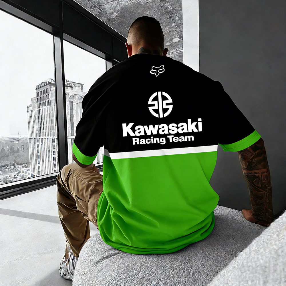 Men's Retro Racing Cars Kawasaki Team Motorsport T-shirt 