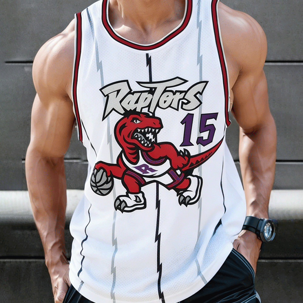 Men's Vintage StarterToronto Raptors Team NBA Jersey Charles Barkley Basketball Tank Top 