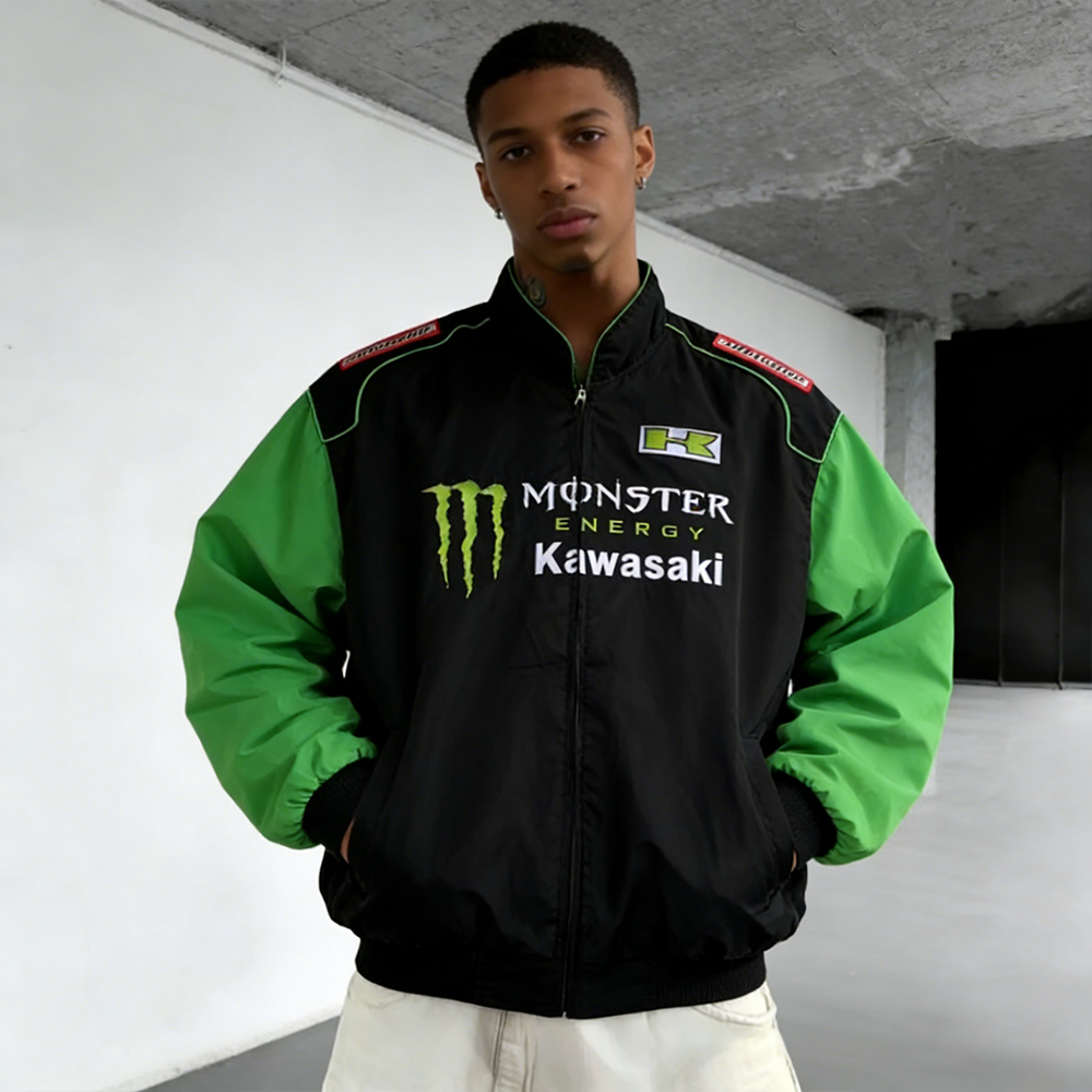 Men's Vintage Monster Energy Kawasaki Racing Bomber Jacket