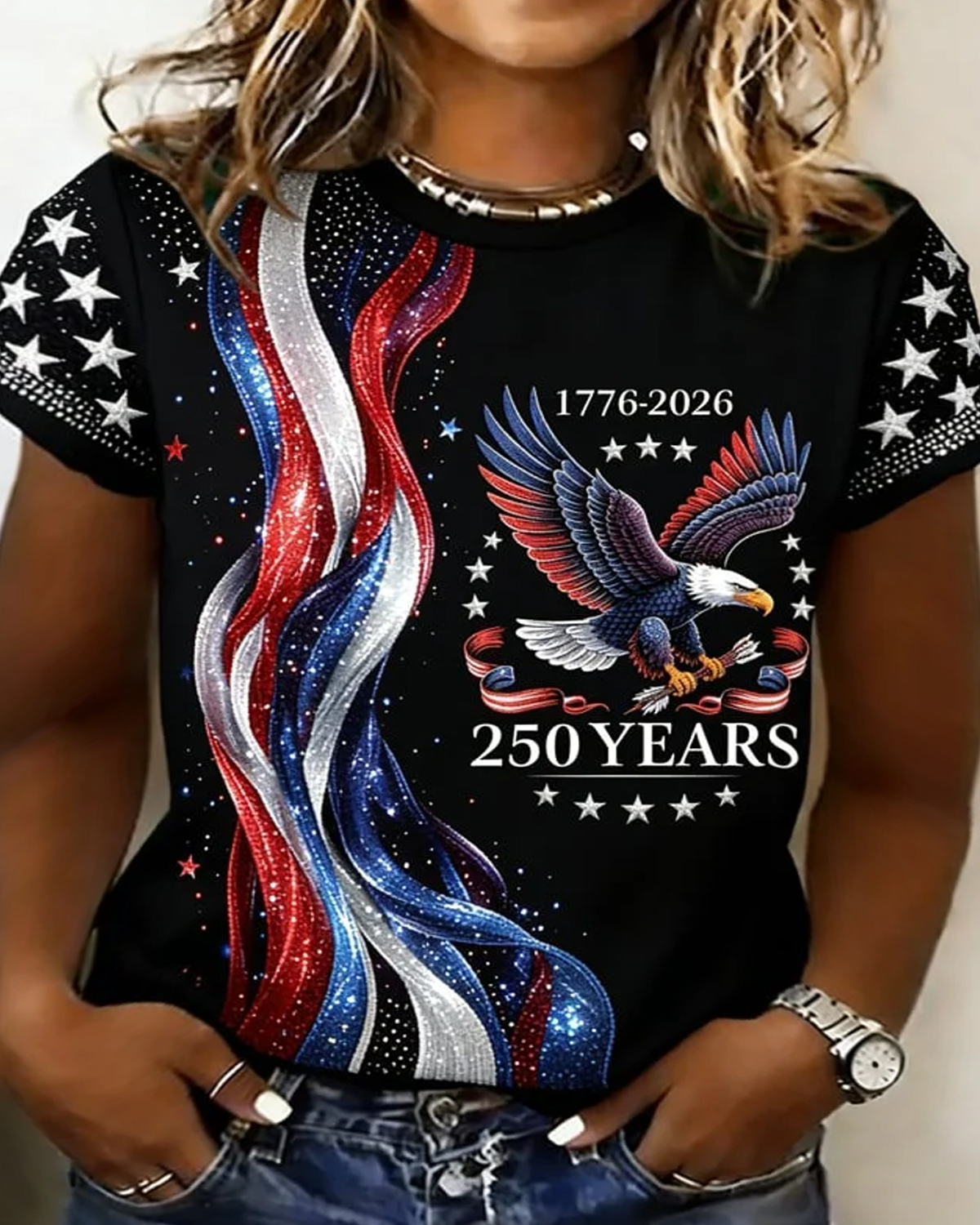 Plus Size Faith in America 250th Anniversary Print T-Shirt