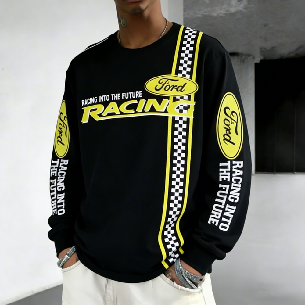 Men's Vintage Ford Racing Into The Future Long Sleeve Sweatshirt