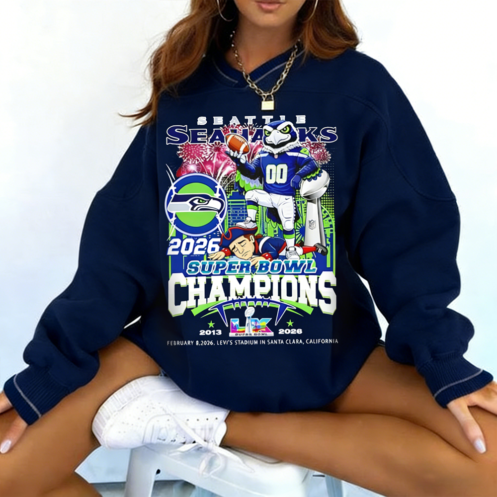 Seattle Seahawks Beat Patriots 2026 Super Bowl LX Champions Sweatshirt 
