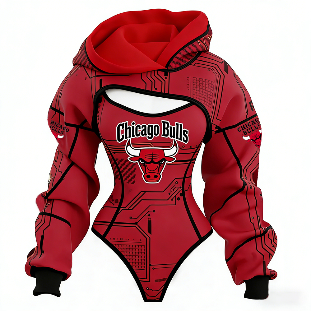 Women's Chicago Bulls Basketball Team Digital Print Irregular Cut Suit