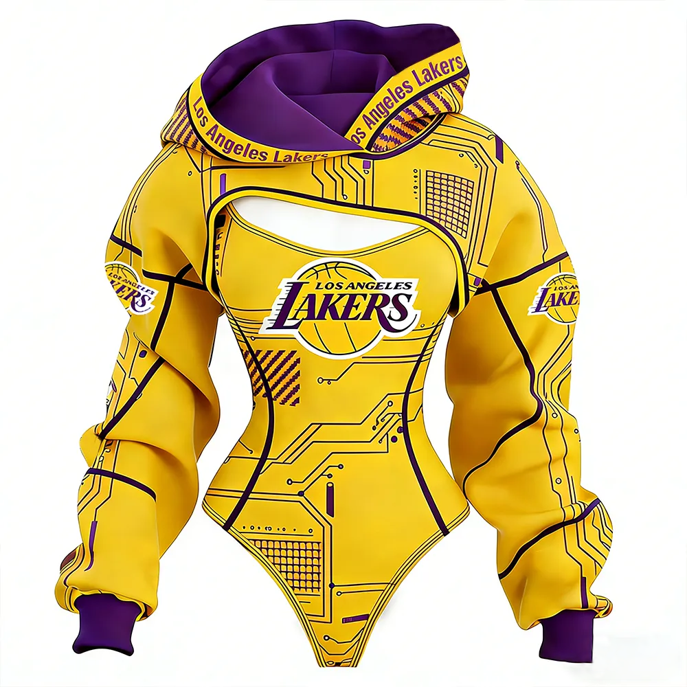 Women's Los Angeles Lakers Basketball Team Digital Print Irregular Cut Suit