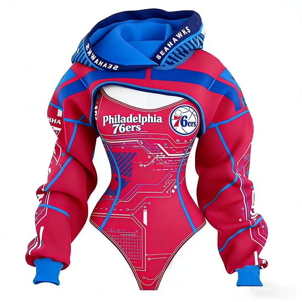 Women's Philadelphia 76ers Basketball Team Print Irregular Cut Suit