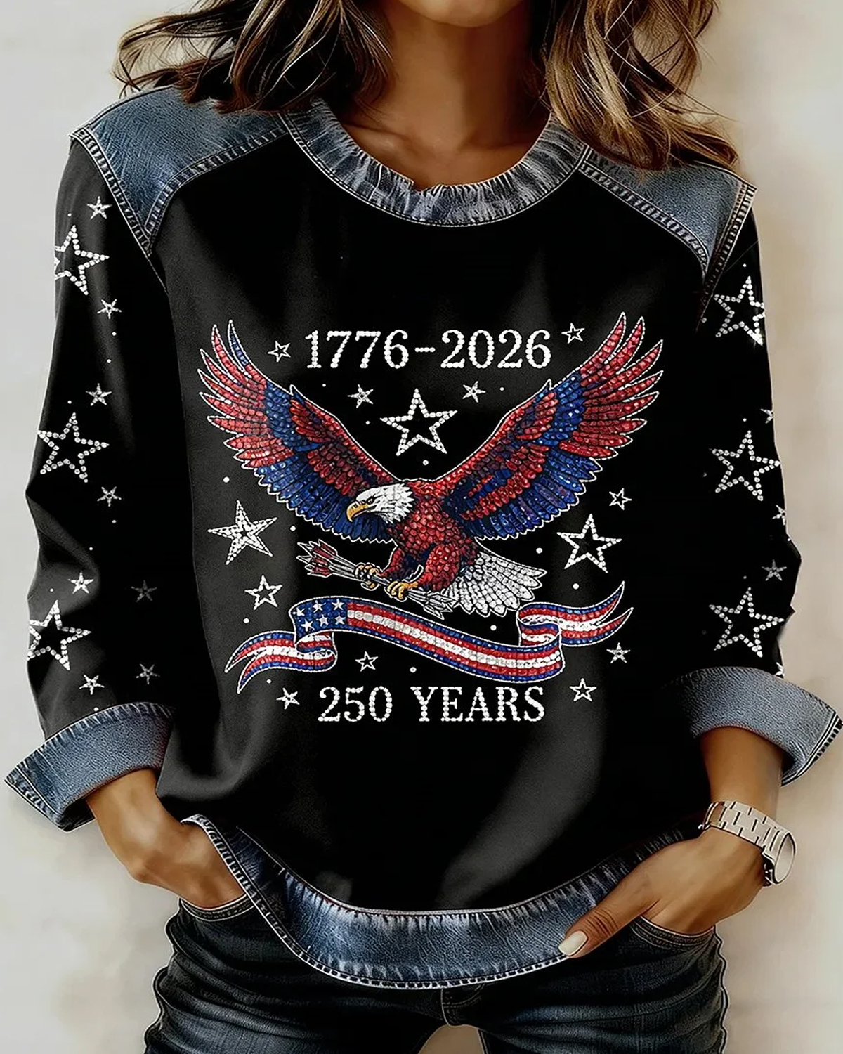 Women's Plus Size USA 250 Print Casual Sweatshirt