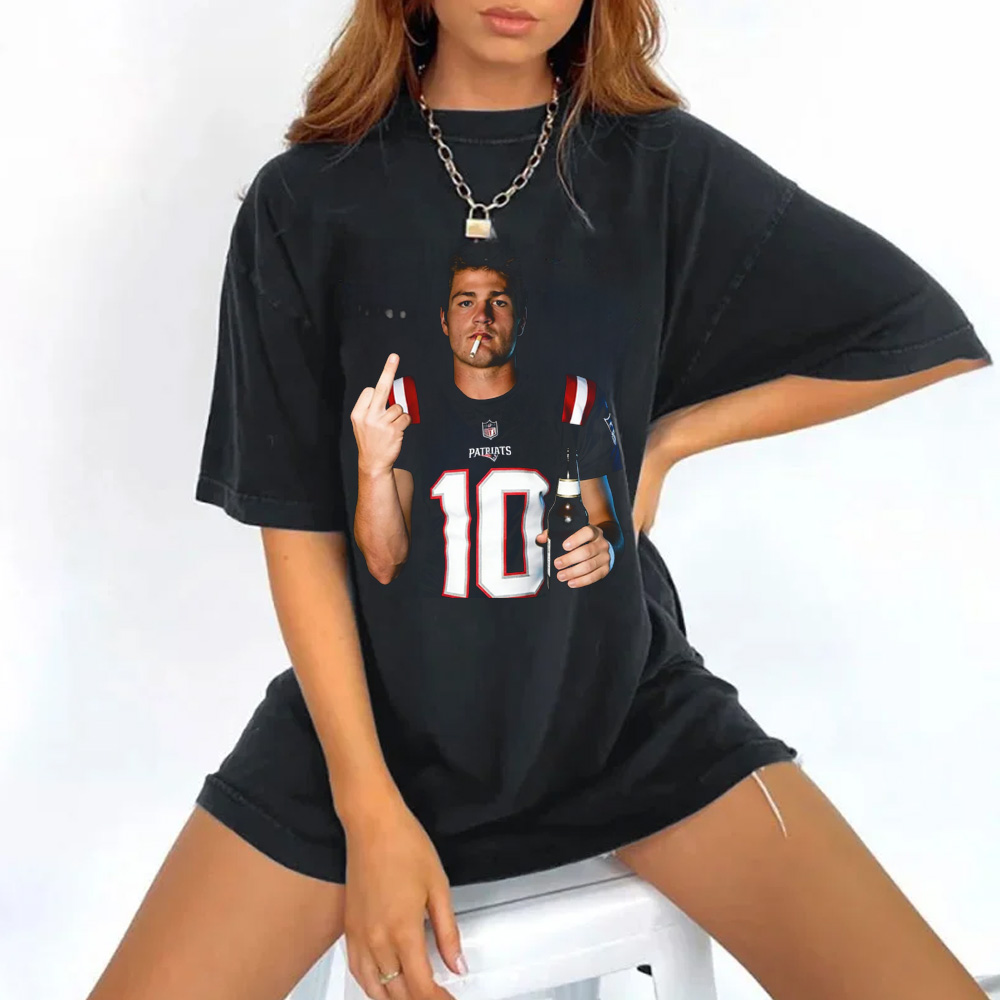 DRAKE MAYE TEE Football Print V-Neck Long Sleeves Vintage Sweatshirt 