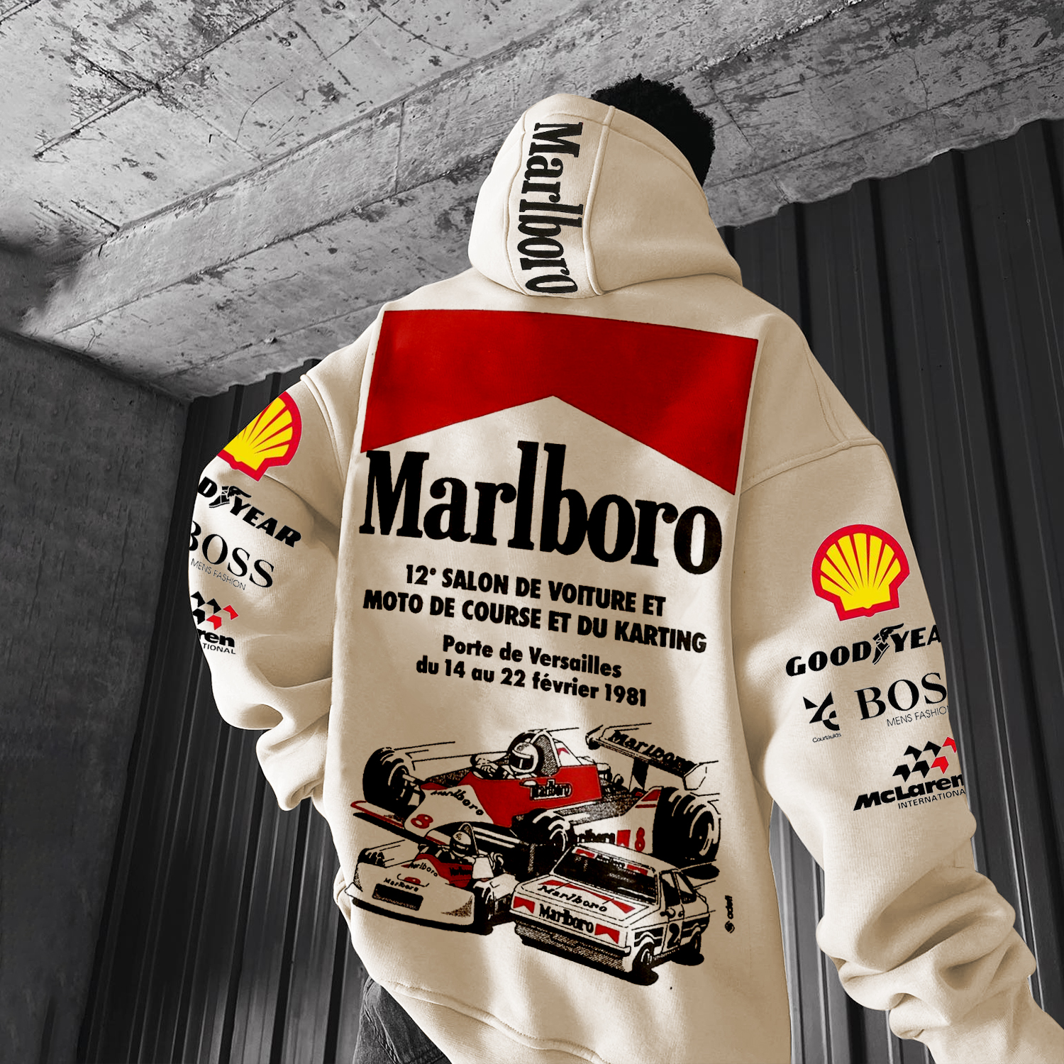 Stylish Racing Print Oversized Hoodie
