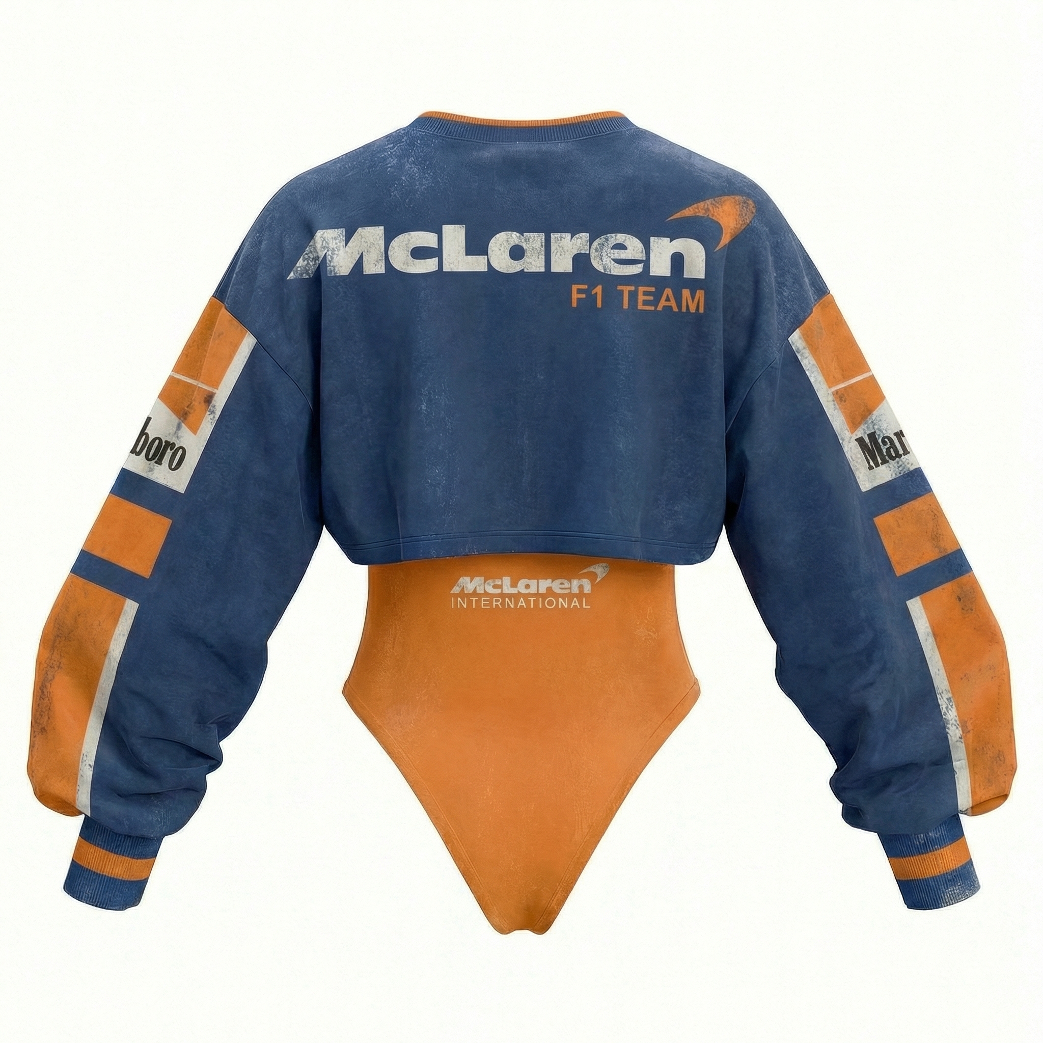 Women's Racing Team Logo Digitally Printed Tights Irregular Sweatshirt Set