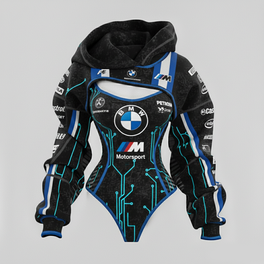 Women's Racing Team Logo Digital Print Irregular Cut Suit