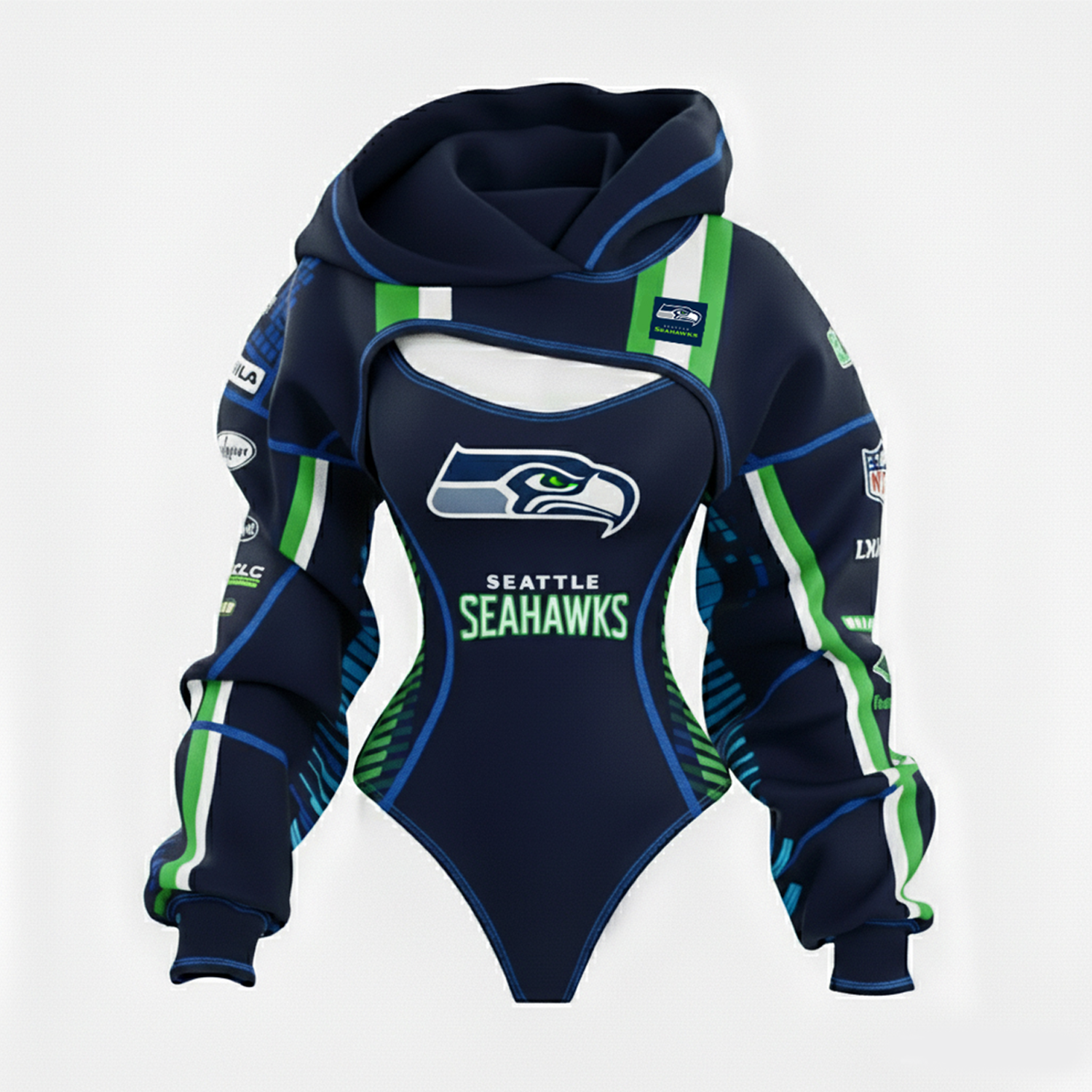 Women's Rugby Team Logo Digital Print Irregular Cut Suit