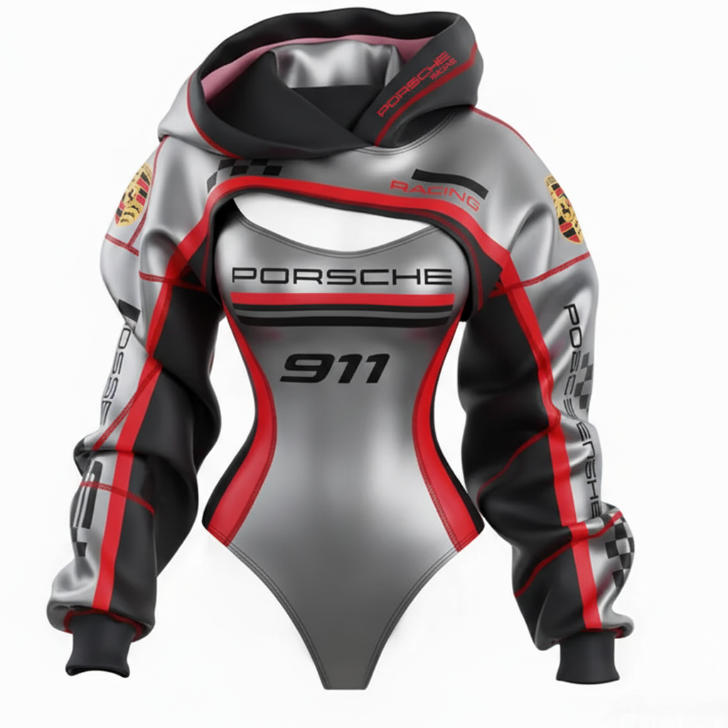 Women's Racing Team Logo Digital Print Irregular Cut Suit