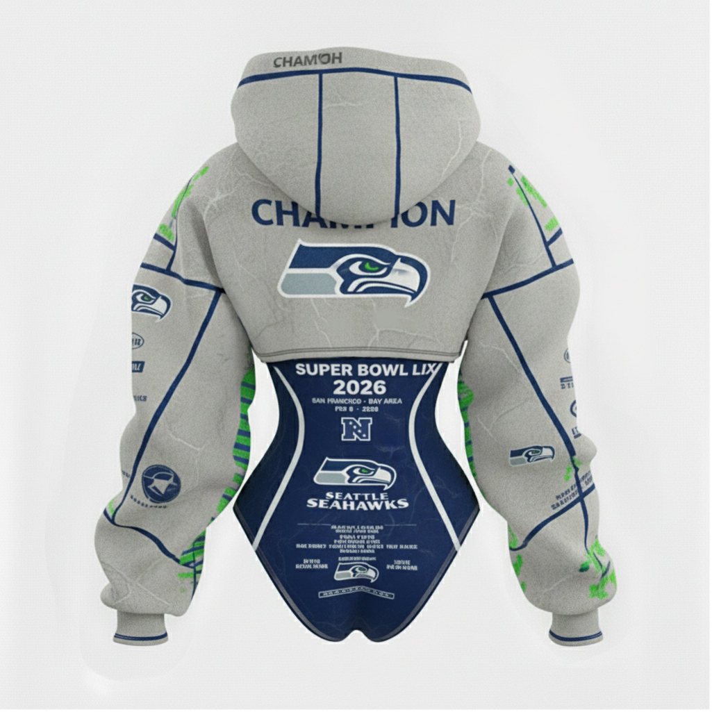 2026 New Women's Fashionable Cyberpunk Style Long-sleeved Two-Piece Set – A Tribute To Seattle Seahawks Rugby League Champions