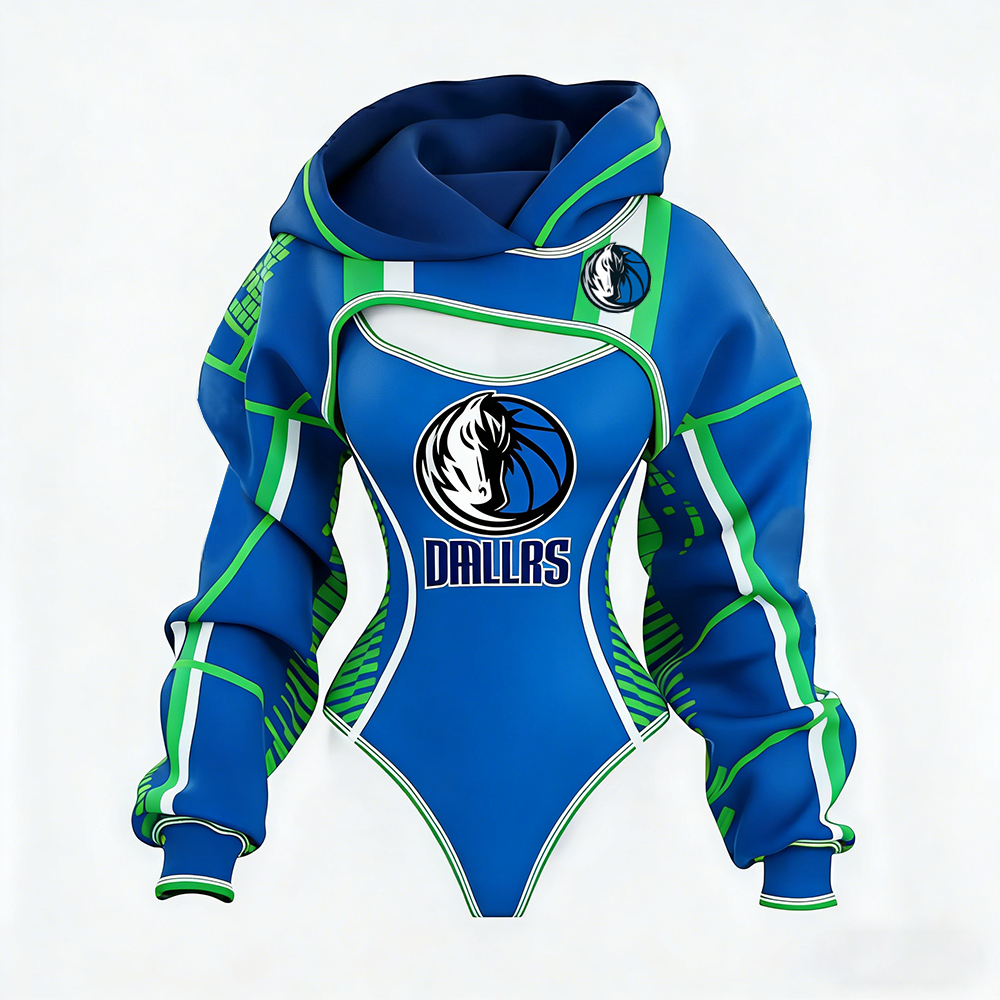Women's Dallas Maverick Basketball Team Digital Print Irregular Cut Suit