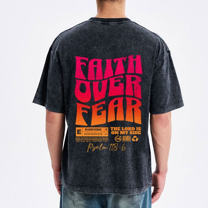 Faith Over Fear Christian Washed T-Shirt