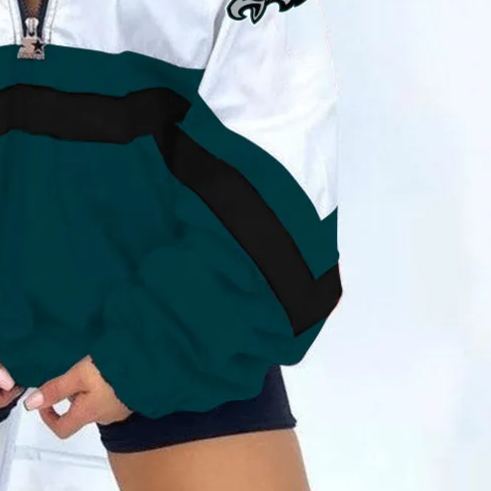 Philadelphia Eagles Football Print Zipper Long-Sleeve Sweatshirt