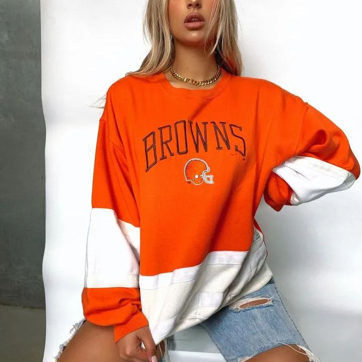 [Copy]Vintage Miami Dolphins Football Print Round Neck Long-Sleeve Sweatshirt