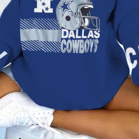 Vintage Dallas Cowboyss Football Print V-neck Long-Sleeve Sweatshirt