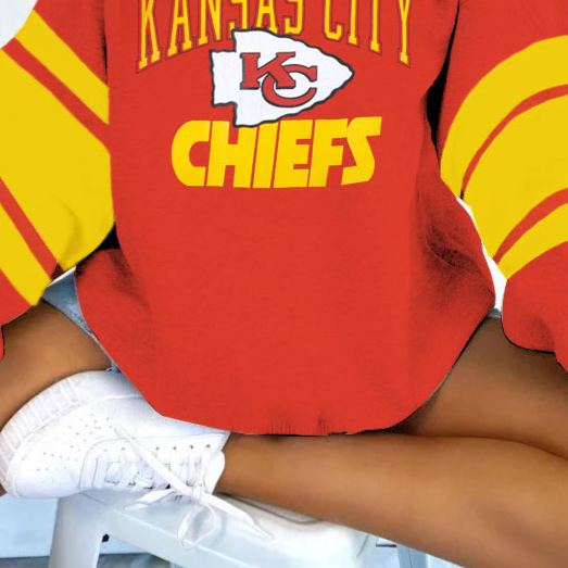 [Copy]Vintage Minnesota Vikings Football Print V-neck Long-Sleeve Sweatshirt