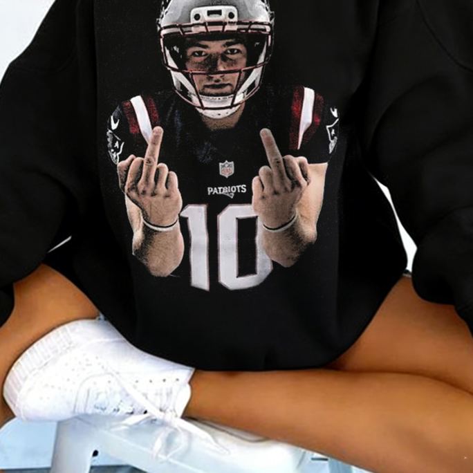 [Copy]DRAKE MAYE Football Print V-Neck Vintage Sweatshirt 