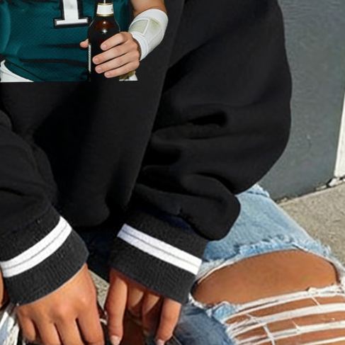 [Copy]JALEN HURTS FIRST Football Print Crew neck Vintage Sweatshirt 