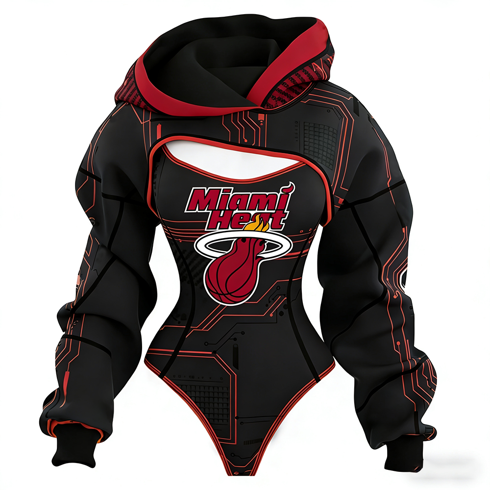 Women's Miami Heat Basketball Team Digital Print Irregular Cut Suit