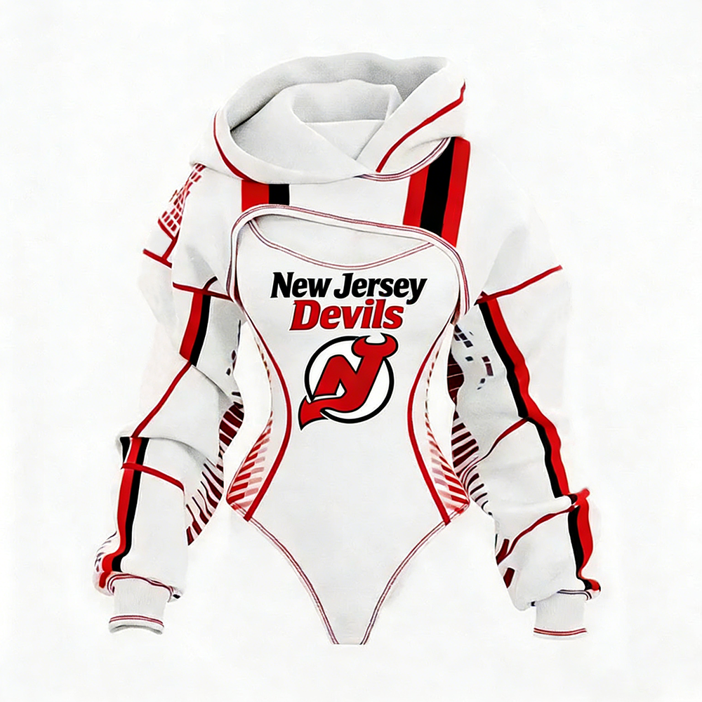 Women's New Jersey Devils Team Hockey Shrug Hoodie & Bodysuit Two-Piece Set