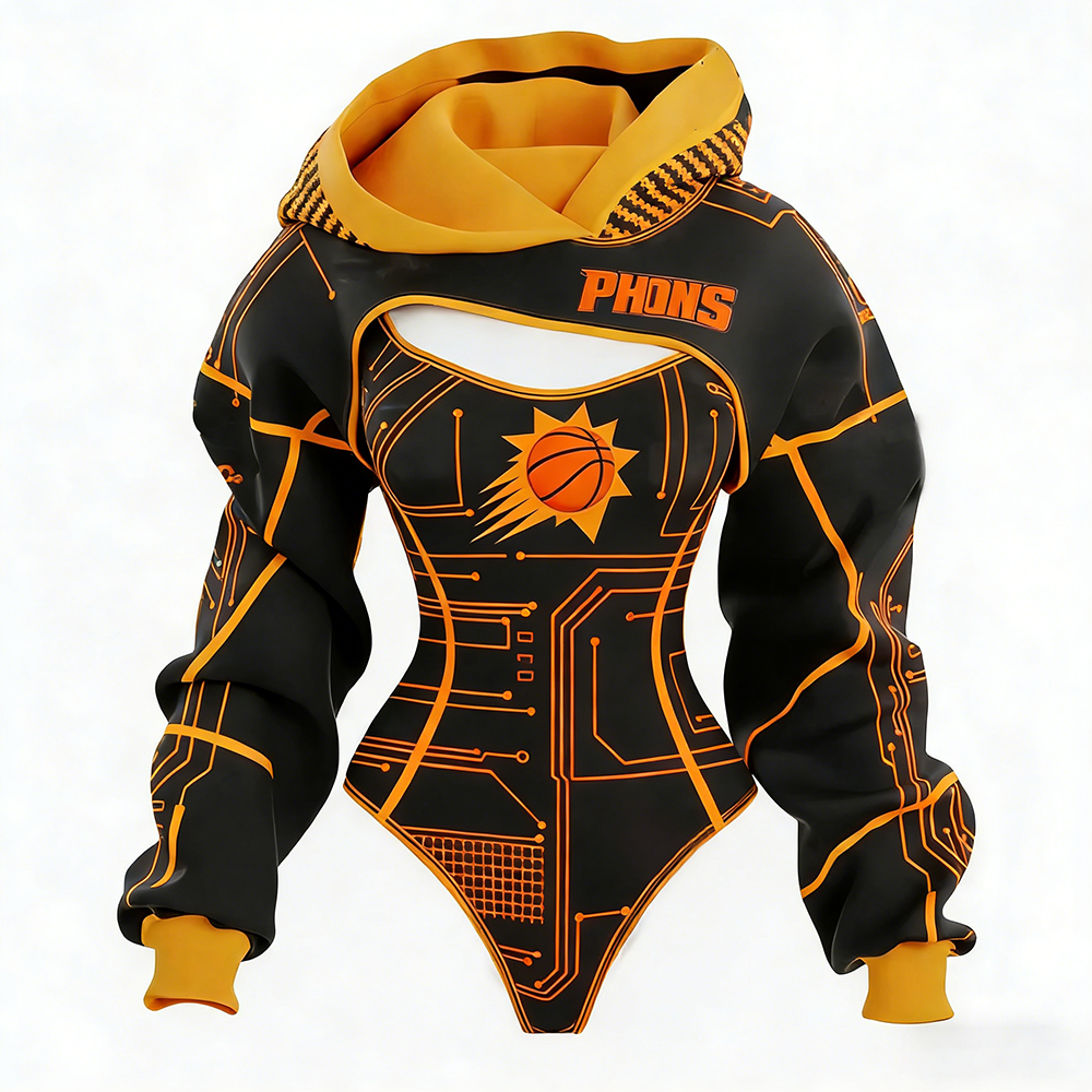 Women's Phoenix Suns Basketball Team Digital Print Irregular Cut Suit
