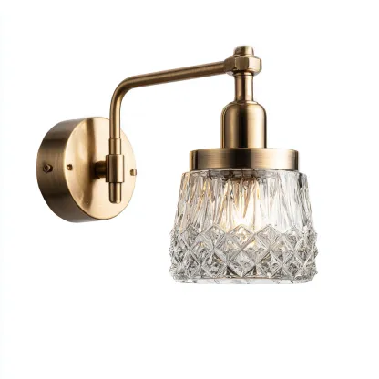 Applique murale verre métal 17x13x23 cm - or-transparente - design élégant-Luxeero