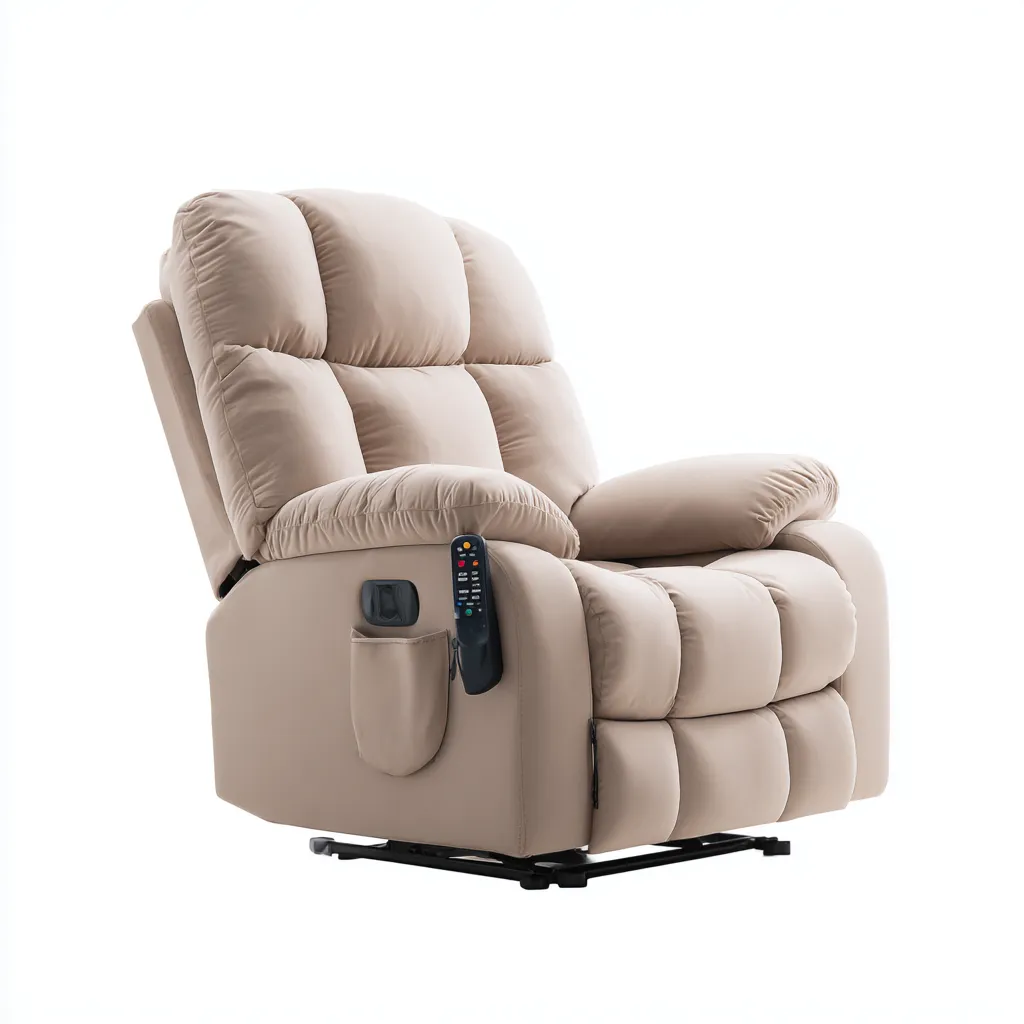 Fauteuil relax tissu 95x90x105 cm beige ergonomique-Luxeero
