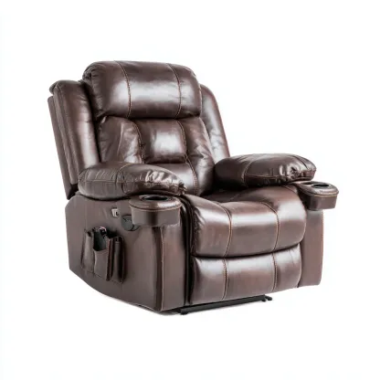 Fauteuil relax cuir 105x95x108 cm - Marron - design moderne-Luxeero