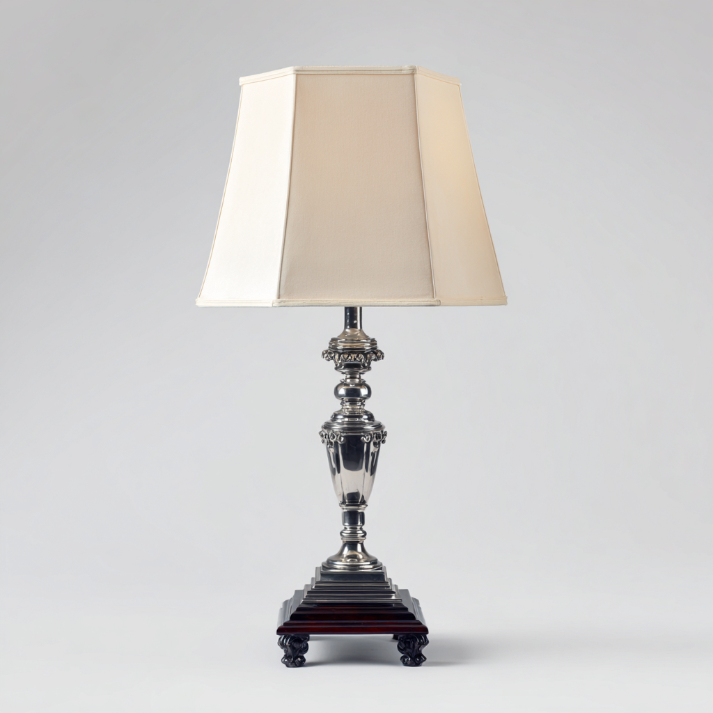 Lampe de table métal 34x34x70 cm - argent-beige - style classique-Luxeero
