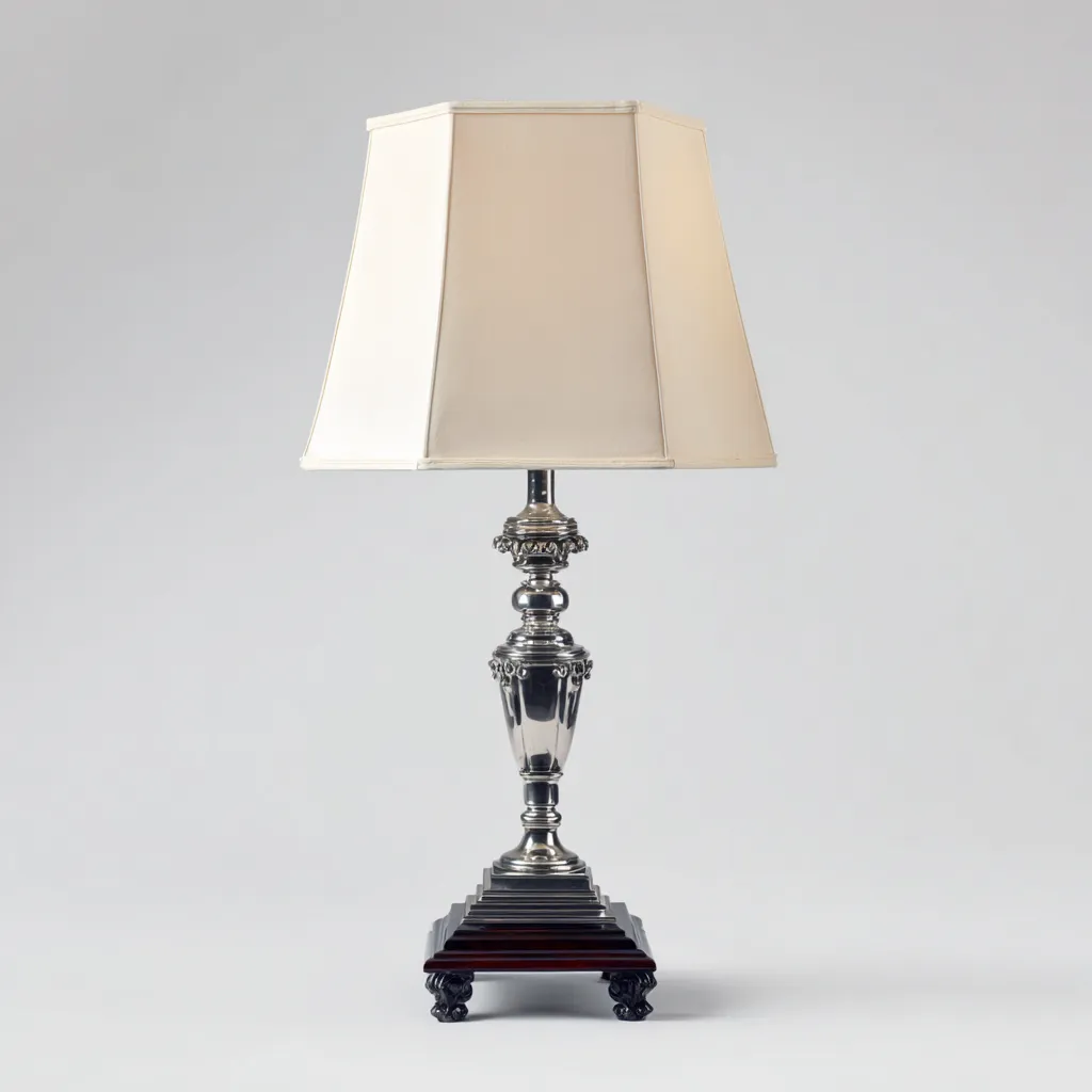 Lampe de table métal 34x34x70 cm - argent-beige - style classique-Luxeero
