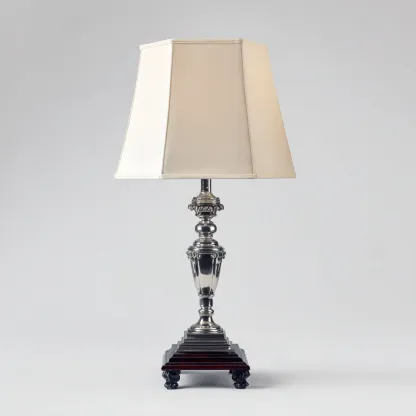 Lampe de table métal 34x34x70 cm - argent-beige - style classique-Luxeero