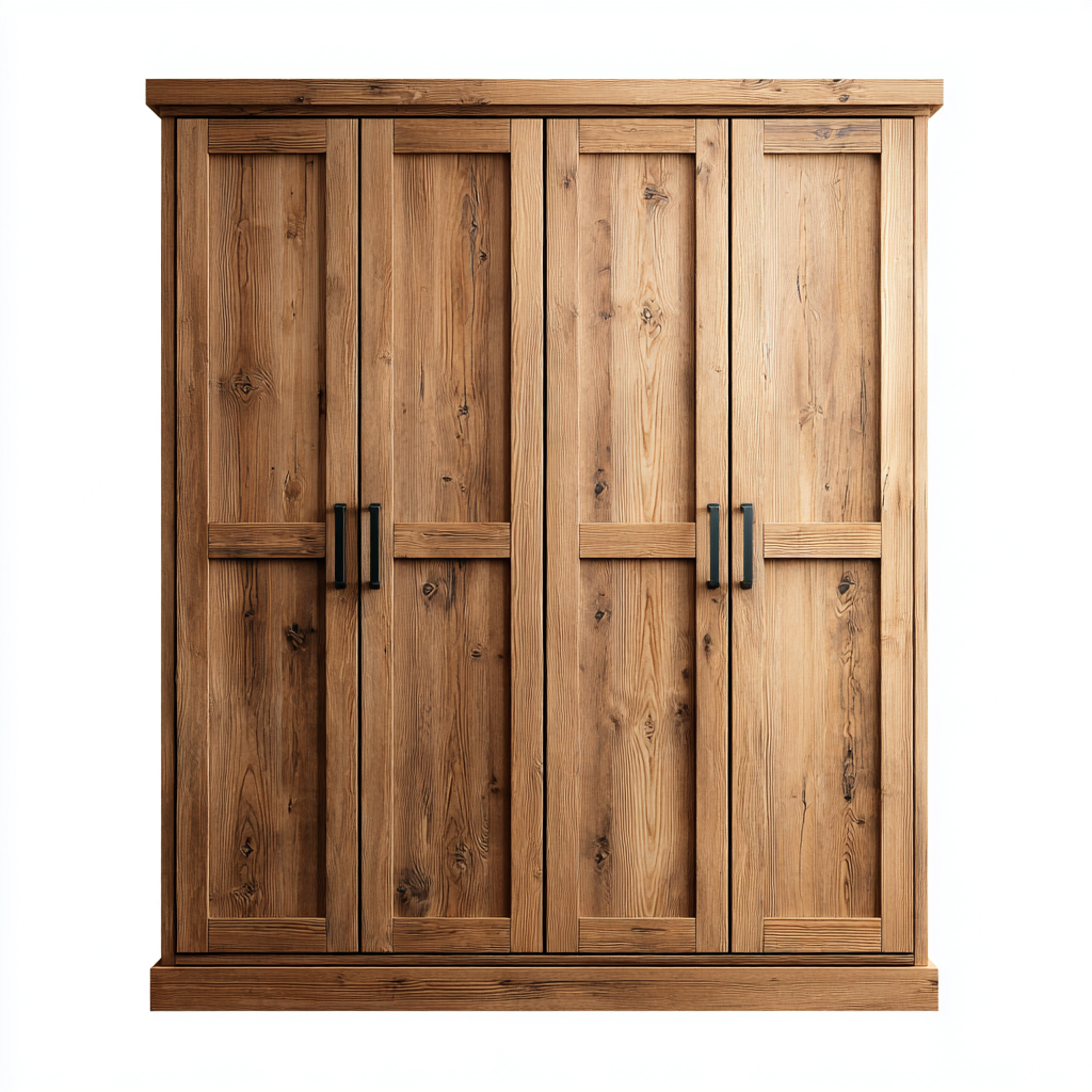 Armoire bois 200x60x210 cm - bois - style rustique-Luxeero
