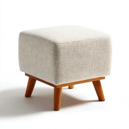 Pouf tissu et bois 38x38x42 cm - beige - design contemporain-Luxeero