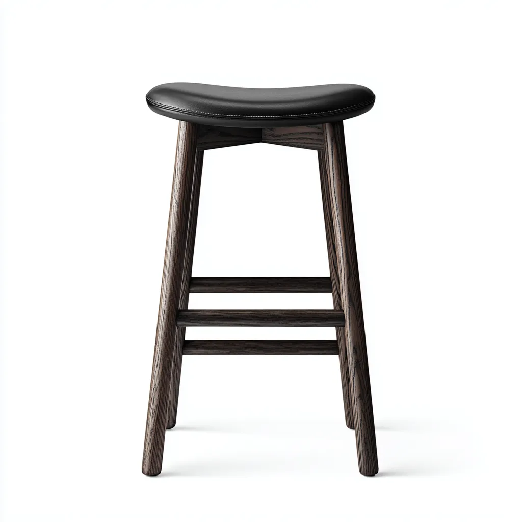 Tabouret de bar bois et simili cuir 43x43x95 cm - noir-noyer foncé - design contemporain-Luxeero