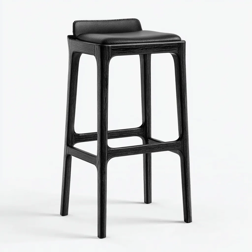 Tabouret de bar bois similicuir 44x44x102 cm noir - design moderne - usage cuisine et bar-Luxeero