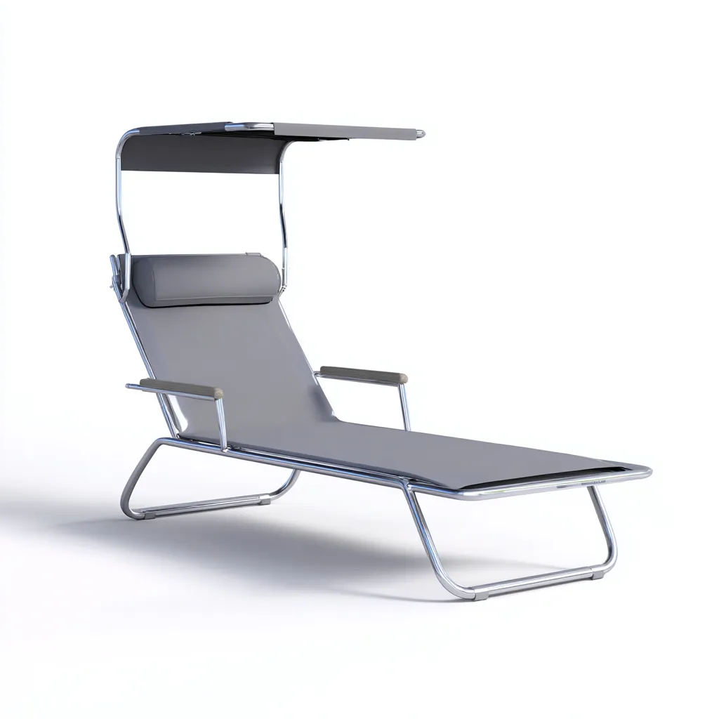 Chaise longue métal-tissu 190x65x125 cm gris design moderne-Luxeero