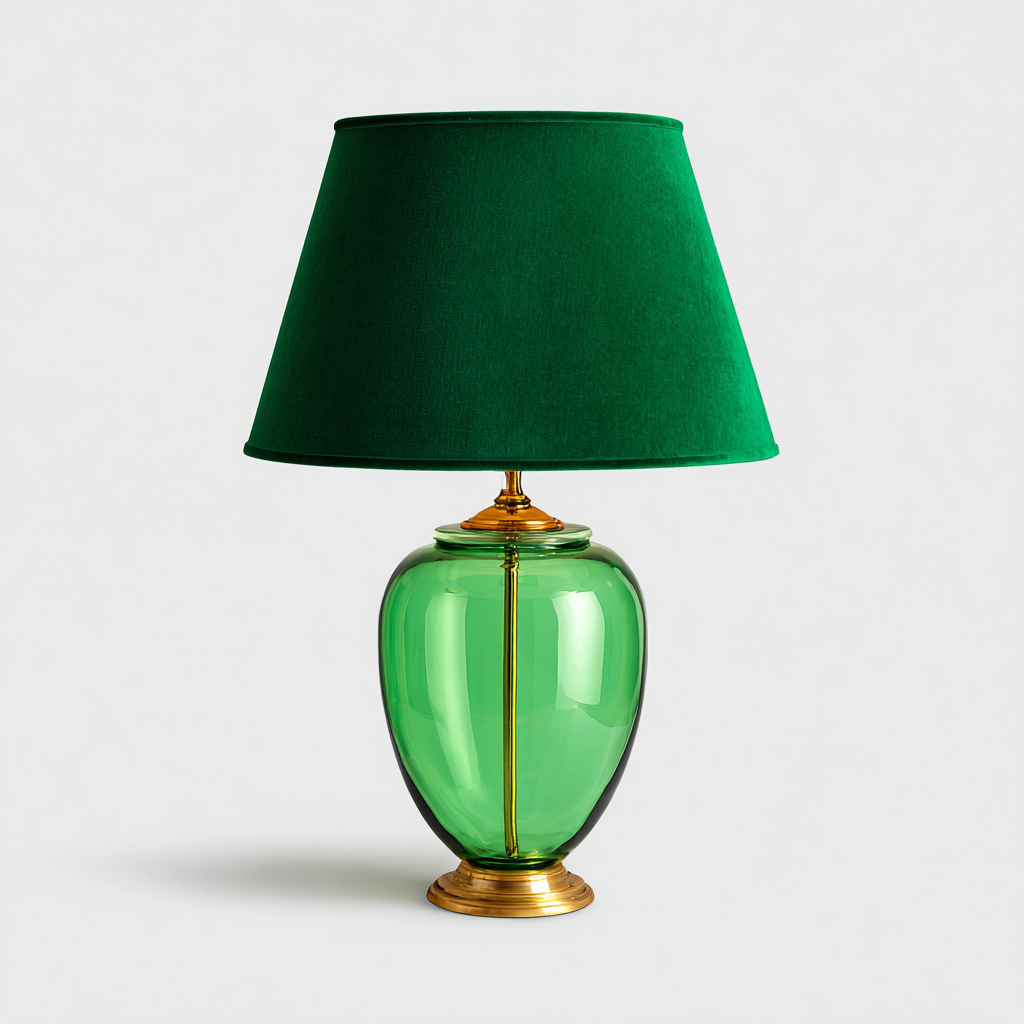 Lampe de table verre 38x38x62 cm - vert-or - style classique-Luxeero
