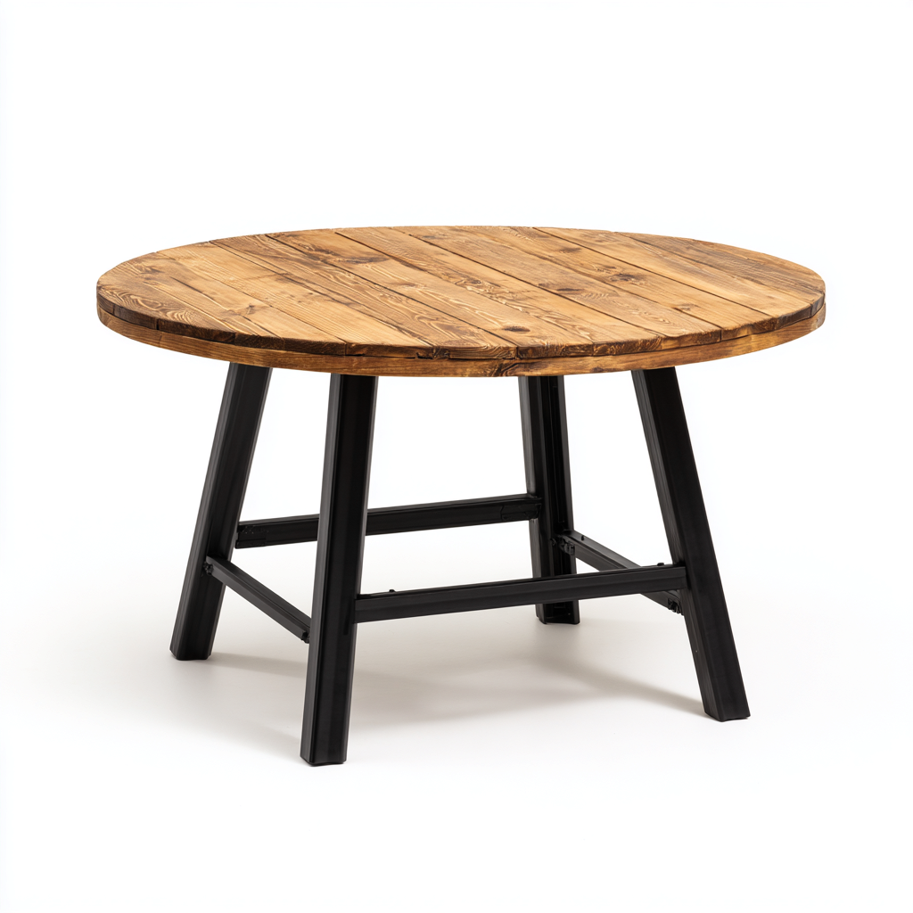 Table basse bois métal 80x80x45 cm - marron-noir - design moderne-Luxeero