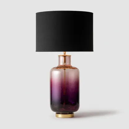 Lampe de table verre métal 28x28x58 cm - violet-noir-or - design moderne-Luxeero