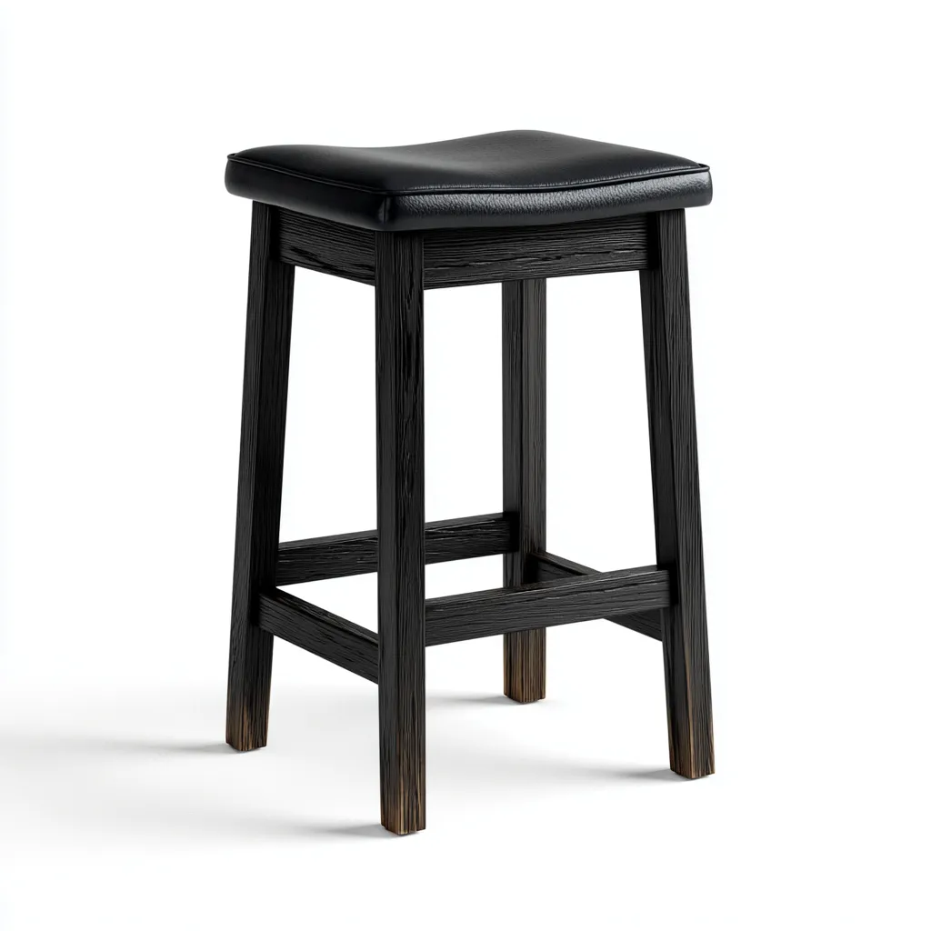 Tabouret de bar bois-similicuir 35x35x68 cm noir style moderne-Luxeero