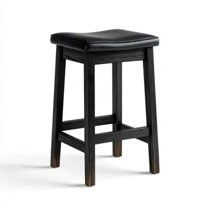 Tabouret de bar bois-similicuir 35x35x68 cm noir style moderne-Luxeero