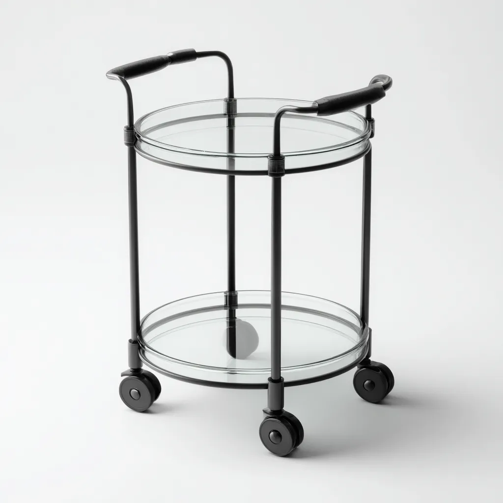 Chariot de service rond 50x45x78 cm - noir-transparent - style moderne - pour cuisine-salle à manger-Luxeero