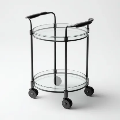 Chariot de service rond 50x45x78 cm - noir-transparent - style moderne - pour cuisine-salle à manger-Luxeero